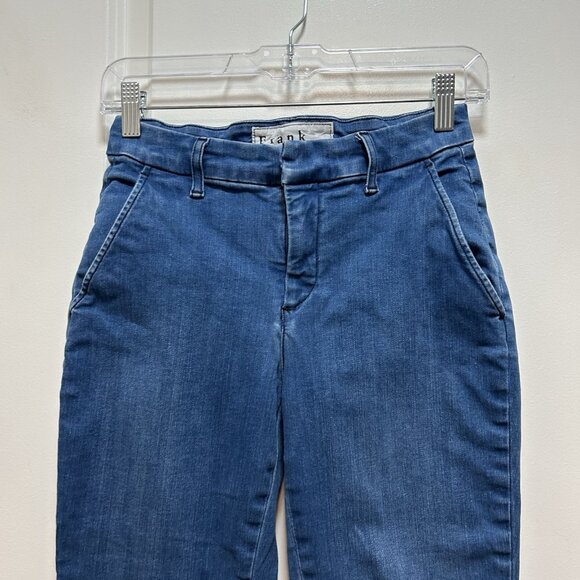 Frank & Eileen Wicklow Performance Cropped Blue Denim Jeans Raw Hem Size 0 - Picture 5 of 16